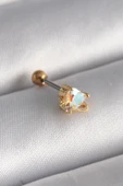 HEYF 316L Çelik Gold Renk Zirkon Taşlı Kalp Tragus Piercing thumbnail 1