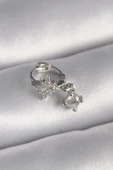 HEYF 316L Çelik Gümüş Renk Zirkon Taşlı Çiçek Model Sallantı Detay Tragus Piercing - 1