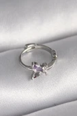 HEYF 316L Çelik Gümüş Renk Zirkon Taşlı Kelebek Model Tragus Piercing - 1