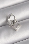 HEYF 316L Çelik Gümüş Renk Zirkon Taşlı Sallantı Yıldız Model Tragus Piercing - 1