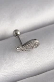 HEYF 316L Çelik Gümüş Renk Zirkon Taşlı Kanat Tragus Piercing - 1