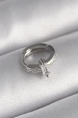 HEYF 316L Çelik Gümüş Renk Zirkon Taşlı Tragus Piercing - 1