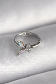 HEYF 316L Çelik Gümüş Renk Zirkon Taşlı Kelebek Model Tragus Piercing - 1