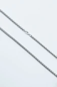 Kalın Gümüş Kaplama Örme Zincir Kolye - Silver Renk - 1
