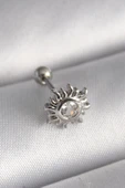 HEYF 316L Çelik Gümüş Renk Zirkon Taşlı Güneş Tragus Piercing thumbnail 1