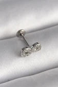 HEYF 316L Çelik Gümüş Renk Zirkon Taşlı Sonsuzluk Model Tragus Piercing thumbnail 1