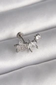 HEYF 316L Çelik Gümüş Renk Zirkon Taşlı Yıldız Model Tragus Piercing thumbnail 1
