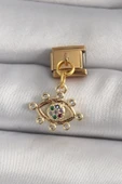 HEYF 316L Çelik Gold Renk Sallantı Zirkon Taşlı Göz Model Nomination Charm thumbnail 1