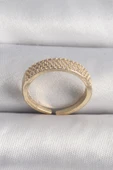 HEYF Pirinç Gold Renk Zirkon Taşlı VIP Seri Kadın Yüzük - 1