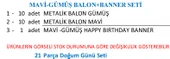 MAVİ-GÜMÜŞ BALON+BANNER SETİ - 3