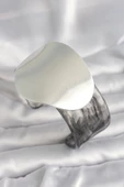 HEYF Siyah Mermer Desen Akrilik Pilastik Gümüş Plaka Model Vintage Kadın Bilezik - 1