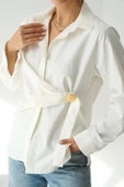 Bağlamalı Gömlek - Ekru thumbnail 1