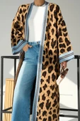 Uzun Leopar Hırka - Camel-Mavi - 3