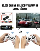 8K TV Stick 64 GB Retro Oyun Konsolu 20.000 Oyun, Çift Kollu, HDMI Atari TV Box - 5