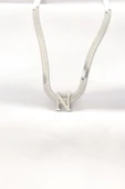 HEYF 316L Çelik N Harfli Silver Renk İtalyan Zincirli Kolye - 1