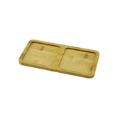 2 BÖLMELİ   DİKDÖRTGEN  AHŞAP BAMBU YAĞDANLIK ALTLIK  MİNİ TEPSİ   20X10X0.8CM (4172) - 1