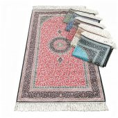 Hediyelik Seccade, Tablo, İnci Tesbih, Süslemeli Asetat Kutulu (30×18) Set-Kırmızı - 2