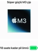 MacBook Air M3 Çip 8GB 256GB SSD macOS 15" Taşınabilir Bilgisayar Gece Yarısı MRYU3TU/A - 4