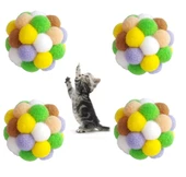 Renkli Ponpon Top Kedi Oyuncağı 5 cm (4 ADET) - 1