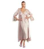 Nurteks 5184 Kadın Pudra Saten 2 Li Gecelik Sabahlık Takımı thumbnail 1