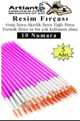 Resim Fırçası 10 Numara 5 Adet Yuvarlak Uçlu Sentetik Resim Fırça Ekonomik Suluboya Akrilik Boya Guaj Boya Yağlı Boya - 1