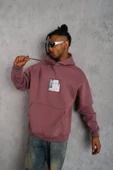 Erkek Ön Arka Baskılı Kapşonlu Sweat - Gül Kurusu - 2