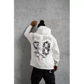 Erkek 98 Baskılı Kapşonlu Sweat - Beyaz - 3