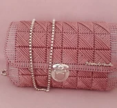 Lacivert Renk Kanvas Model Şık ve Dayanıklı Tasarım Özel Günler El Yapımı Örgü Kadın Çanta thumbnail 1