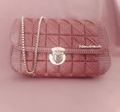 Lacivert Renk Kanvas Model Şık ve Dayanıklı Tasarım Özel Günler El Yapımı Örgü Kadın Çanta thumbnail 2