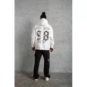 Erkek 98 Baskılı Kapşonlu Sweat - Beyaz - 4