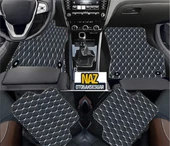 Renault Megane 4 2016 ve Sonrası Sedan Uyumlu Beyaz Dikişli Siyah Deri Paspas thumbnail 1