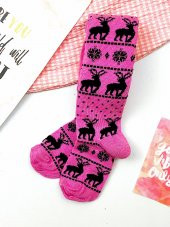 Kız Bebek Çocuk Gri Siyah Geyikli Külotlu Çorap - 2