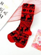 Kız Bebek Çocuk Gri Siyah Geyikli Külotlu Çorap - 3