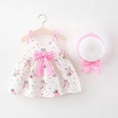 Kız Çocuk Bebek Şapkalı Mavi Star Rabbit Elbise - 2