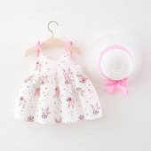 Kız Çocuk Bebek Şapkalı Mavi Star Rabbit Elbise - 3