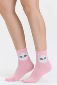 4 Çift Kedi Desenli Unisex Spor Kolej Çorap Seti - Sevimli ve Rahat Günlük Çoraplar - 6