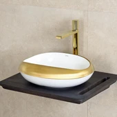 LENA TEZGAHÜSTÜ LAVABO (PARLAK BEYAZ-ALTIN) EY-4710A - 2