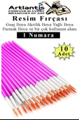 Resim Fırçası 1 Numara 10 Adet Yuvarlak Uçlu Sentetik Resim Fırça Ekonomik Suluboya Akrilik Boya Guaj Boya Yağlı Boya - 1