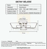 TT Aydınlatma TT500-6-KR  Krom Kaplama Plofonyer 6 lı Led Avize thumbnail 4