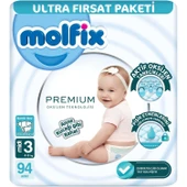 Molfix Premium Bebek Bezi Ultra Fırsat Paketi 3 Beden 4-9 Kg 94 Adet - 1