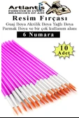 Resim Fırçası 6 Numara 10 Adet Yuvarlak Uçlu Sentetik Resim Fırça Ekonomik Suluboya Akrilik Boya Guaj Boya Yağlı Boya - 1