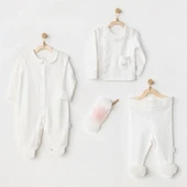 Andywawa Ac24501 Petit Love Newborn Tüllü 4 Parça Set Ekru - 1