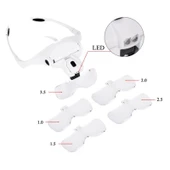 5 Lens 1.0X-3.5X 2Led Işıklı İle Ayarlanabilir Gözlük Büyüteç 9892B2 - 4