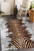Frenda Home Zebra Desen Kaymaz Deri Taban Halı  GRİ 120X180 - 1