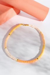 Turuncu Fimo Boncuk Kolye, Choker Kolye - 1