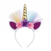 Kız Çocuk Bebek Çiçekli Silver Unicorn Taç - 2