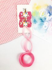 Kız Çocuk Fiyonklu Fuşya Tonlarında Unicorn Saç Toka - 1