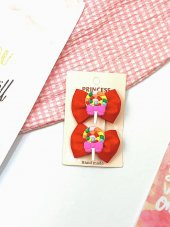 Kız Çocuk Bebek  Şekerli KırmızıFiyonk Klipsli toka - 1