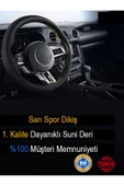 Ftmoto  Honda Jazz yeni süper deri Direksiyon Kılıfı Dikmeli Sarı Spor Dikiş - 3
