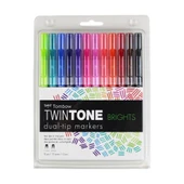 Tombow Twintone 12'li Çift Taraflı Markör - Parlak Renkler - 1